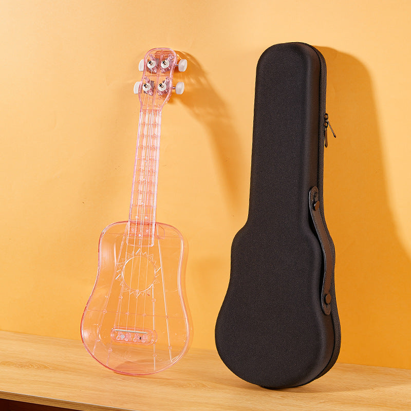 Byla Transparent Soprano 21” Ukulele  - Pink - With Beginner Kit includes Case, Picks (3 pcs), Strings, Polish Cloth and Descriptions