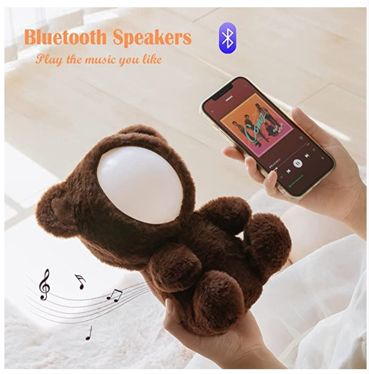 Stuffed Animal Night Light - Cute Bunny Soft Plush Toy Night Lights - with Timer Rechargeable Dimmable Animal LED Lamp - with Bluetooth Speaker Gifts for Kids Baby Teenage Girls Boys Women