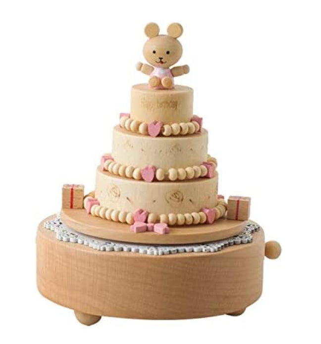 Wooden Music Box - For Birthday Happy Birthday Music - With Quality Wood And Rotating Cake