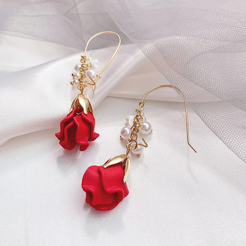 Earrings Rose 925 Silver Needles for Women Girls Jewelry