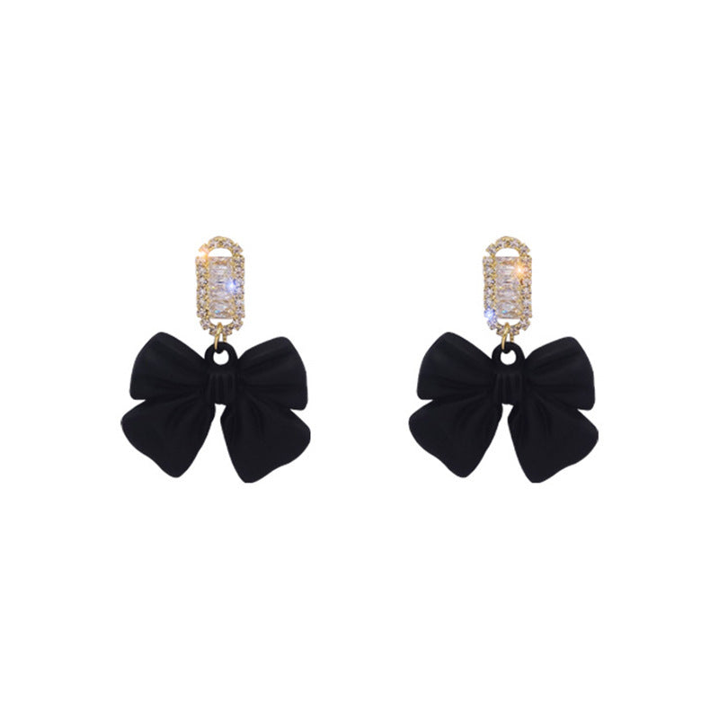 Earrings Rhinestone and Bows 925 Silver Needles for Women Girls Jewelry