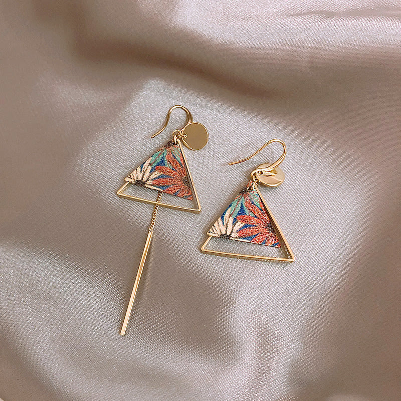 Earrings Asymmetrical Triangles 925 Silver Needles for Women Girls Jewelry