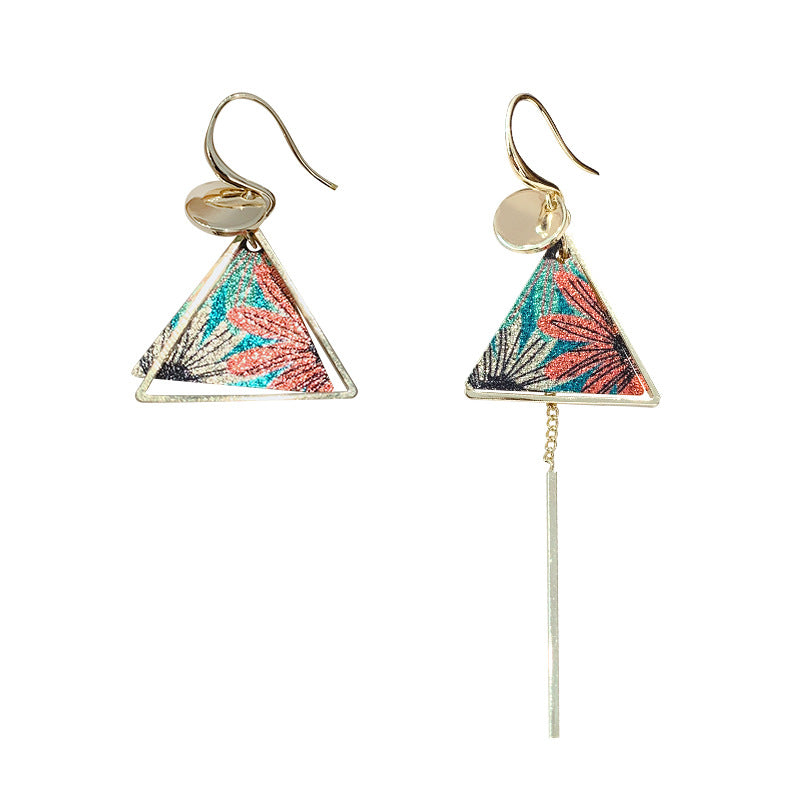 Earrings Asymmetrical Triangles 925 Silver Needles for Women Girls Jewelry