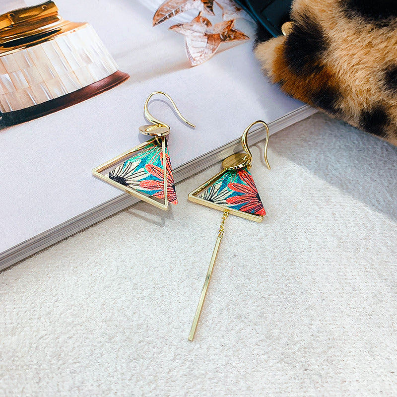 Earrings Asymmetrical Triangles 925 Silver Needles for Women Girls Jewelry