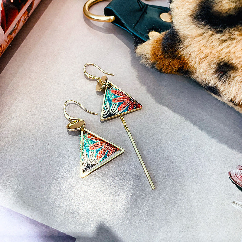 Earrings Asymmetrical Triangles 925 Silver Needles for Women Girls Jewelry