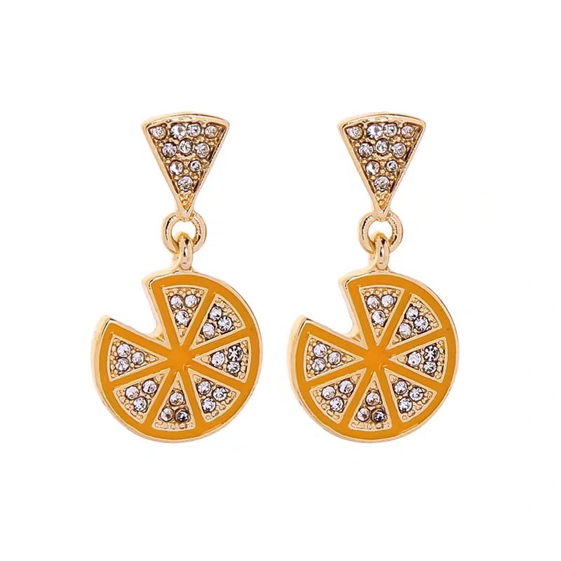 Earrings Lemon 925 Silver Needles for Women Girls Jewelry