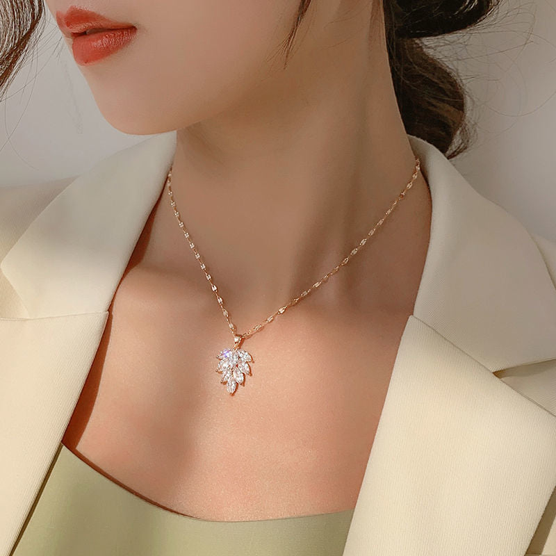 Necklace White Leaf for Women Girls Jewelry