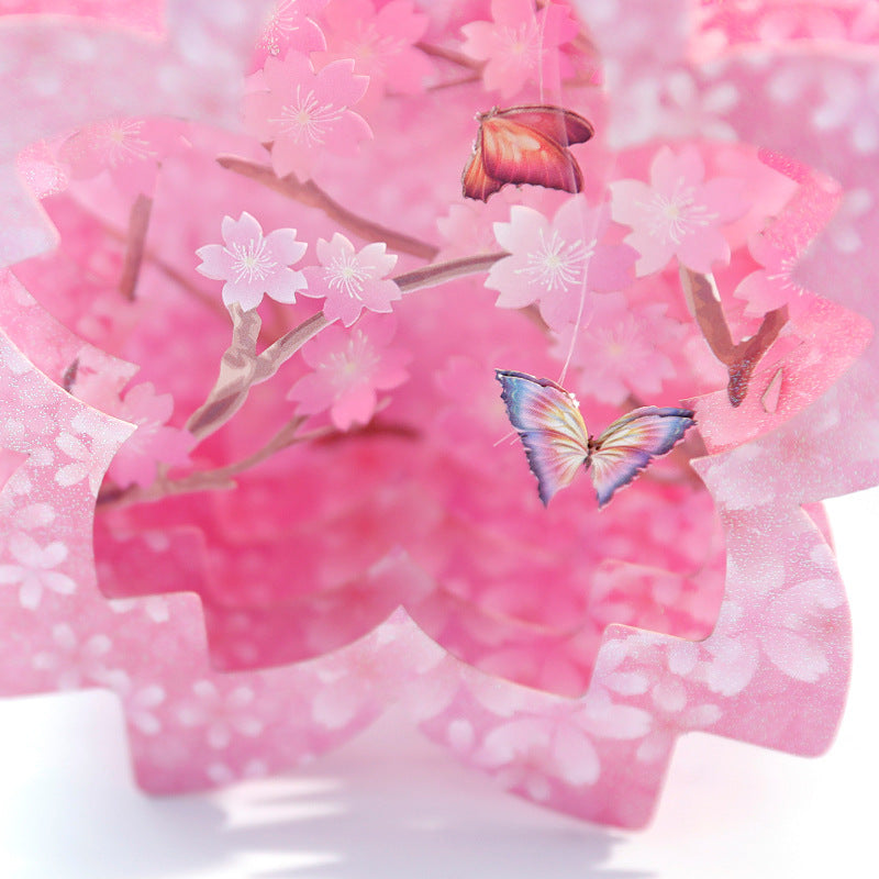 3D Pop Up Card Cherry Blossom Butterfly Carving Box for Teachers and Lovers and Friends