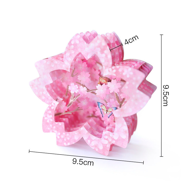 3D Pop Up Card Cherry Blossom Butterfly Carving Box for Teachers and Lovers and Friends