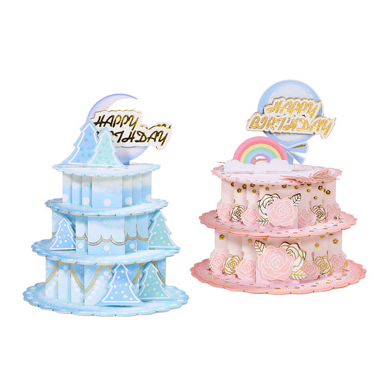 3D Pop Up Card Happy Birthday Cake for Friends and Lovers