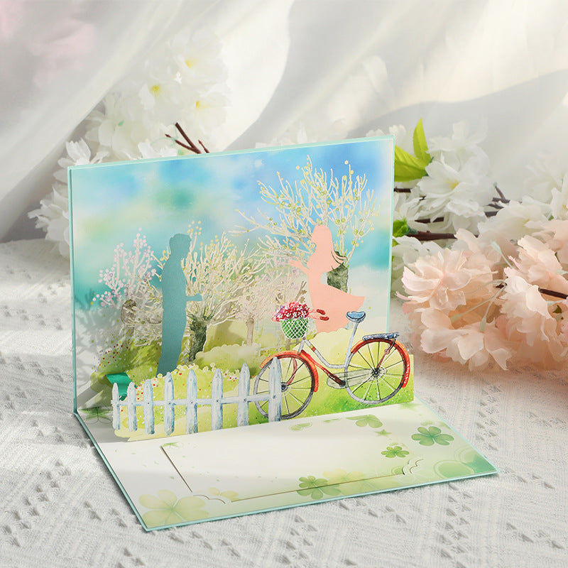 3D Pop Up Card Let Us Fall In Love for Lovers - Can be Pulled to Get the Lover Closer