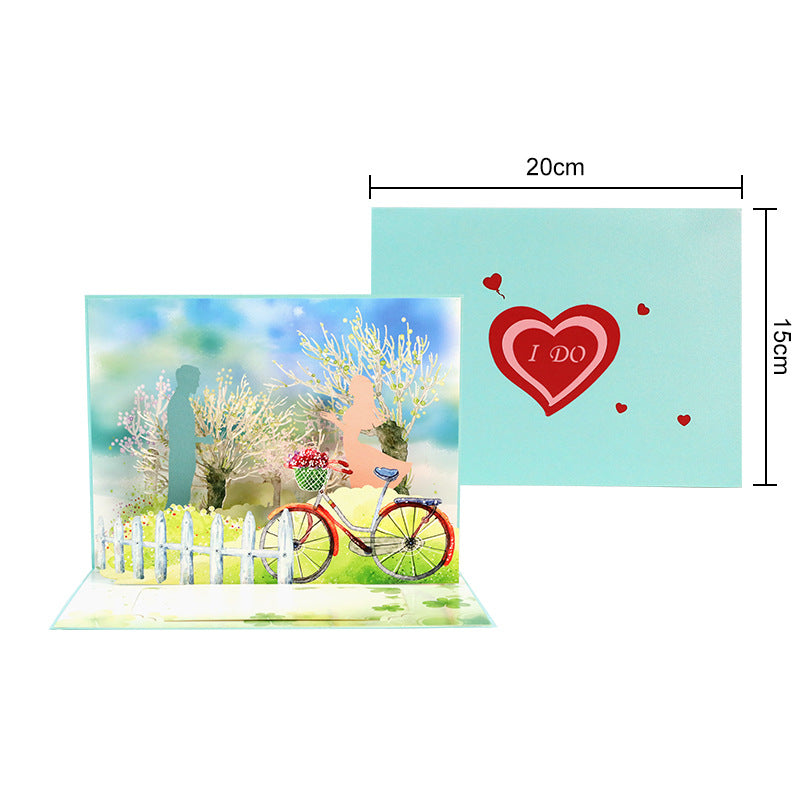 3D Pop Up Card Let Us Fall In Love for Lovers - Can be Pulled to Get the Lover Closer