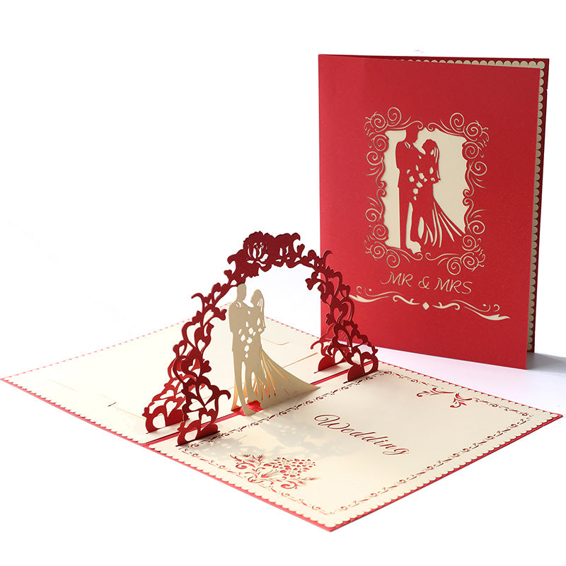 3D Pop Up Card Bride and Groom for Wedding Invitation