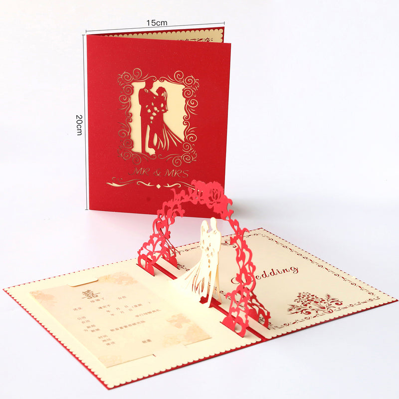 3D Pop Up Card Bride and Groom for Wedding Invitation