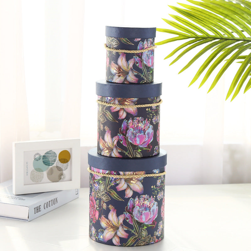 Gift Box - Cylindrical Floral Motif Box One Piece for Wrapping Gifts