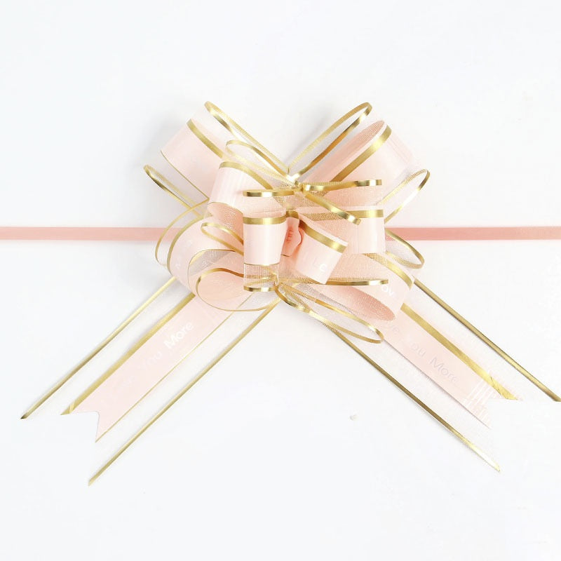 Pull Bow for Gift Wrapping - I Love You Chiffon Gold Thread Style 5 cm * 75 cm