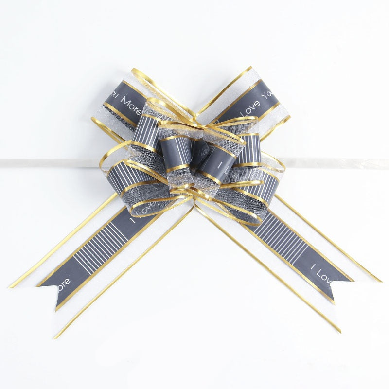 Pull Bow for Gift Wrapping - I Love You Chiffon Gold Thread Style 5 cm * 75 cm