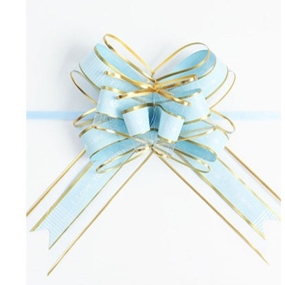 Pull Bow for Gift Wrapping - I Love You Chiffon Gold Thread Style 5 cm * 75 cm