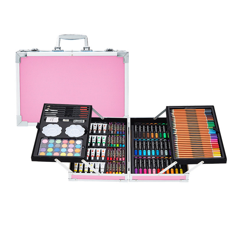 Double Layer Aluminum Box 208 Pieces Watercolor Pen Set2