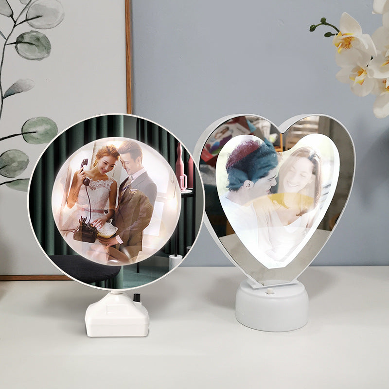 Family Photo Frames - Mirror and Lighting Plastic Picture Frame - Decor Gift