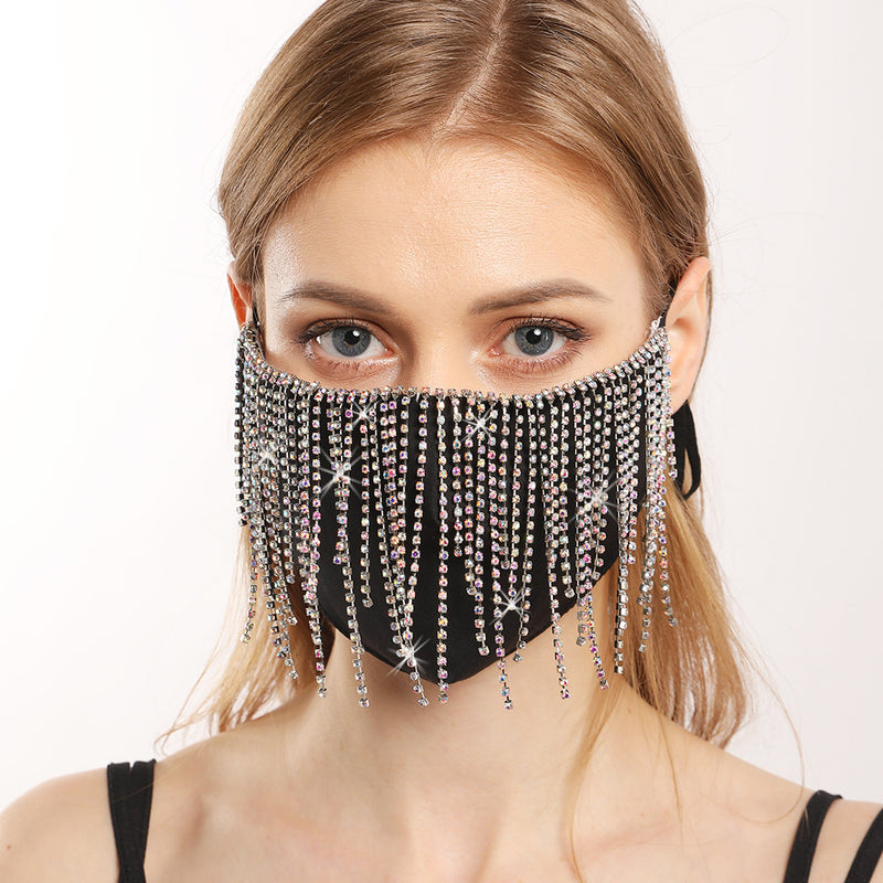 Sparkly Rhinestones Mesh Masks - Bling Crystal Face Masks