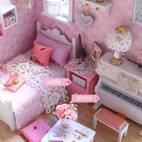 Dollhouse Miniature DIY House Kit Creative Room - Sunshine Princess - With Furniture - Gifts for Friends and Lovers and Parents