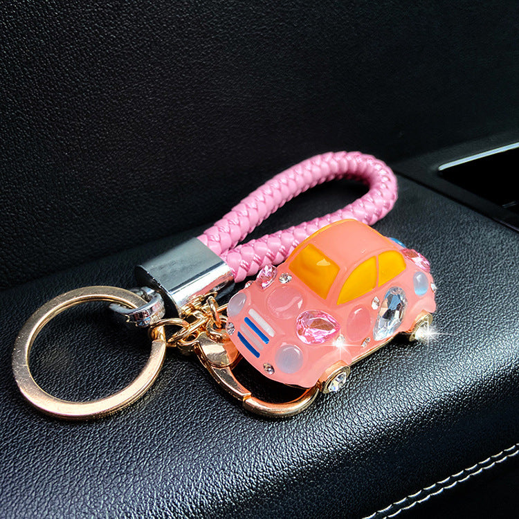 Creative Rhinestone Resin Car Model Keychain