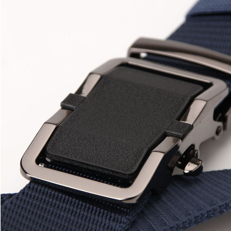 Nylon Belt - Casual Fashion - Toothless Alloy Automatic Buckle - Outdoor Quick Drying Belt - 125 cm * 3.5 cm - Khaki