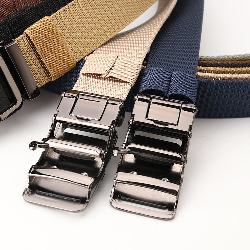 Nylon Belt - Casual Fashion -Toothless Alloy Automatic Buckle - Outdoor Quick Drying Belt - 125 cm * 3.5 cm - Green