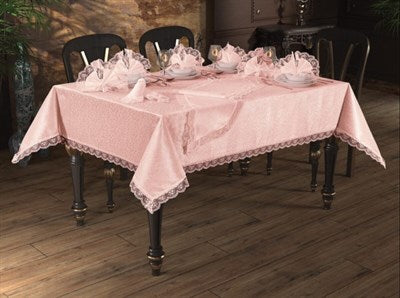 18 Pieces French Guipure Kdk Carefree Fabric Dinner Set Powder