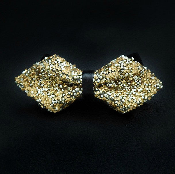 Bow Tie with Gift Box - Gypsophila Rhinestone - Wedding - Diamond-encrusted - Fashion Exquisite - Glod