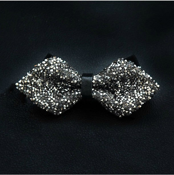 Bow Tie with Gift Box - Gypsophila Rhinestone - Wedding - Diamond-encrusted - Fashion Exquisite - Dark Grey