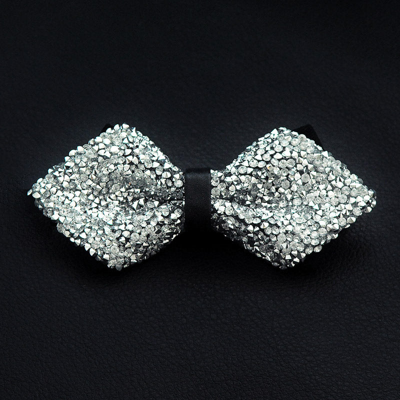 Bow Tie with Gift Box - Gypsophila Rhinestone - Wedding - Diamond-encrusted - Fashion Exquisite - Silver