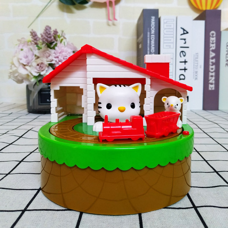 Cat Piggy Bank - Stealing Money Cat Piggy Bank - Cat Catch Mouse Train Electric Music Coin Children Piggy Bank