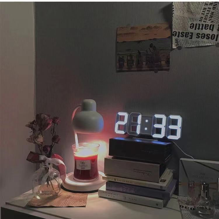 3D LED Digital Clock - Modern Digital Desk Alarm Clock with Time/Date/Temperature Display - Timer, Digital Wall Clock for Bedroom Living Room Classroom Office and Hotel