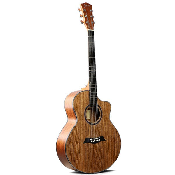 Deviser Acoustic 40" Guitar – Brown – Full Walnut - With Beginner Kit Includes Cover, Picks (5 pcs), Tuner, Strap