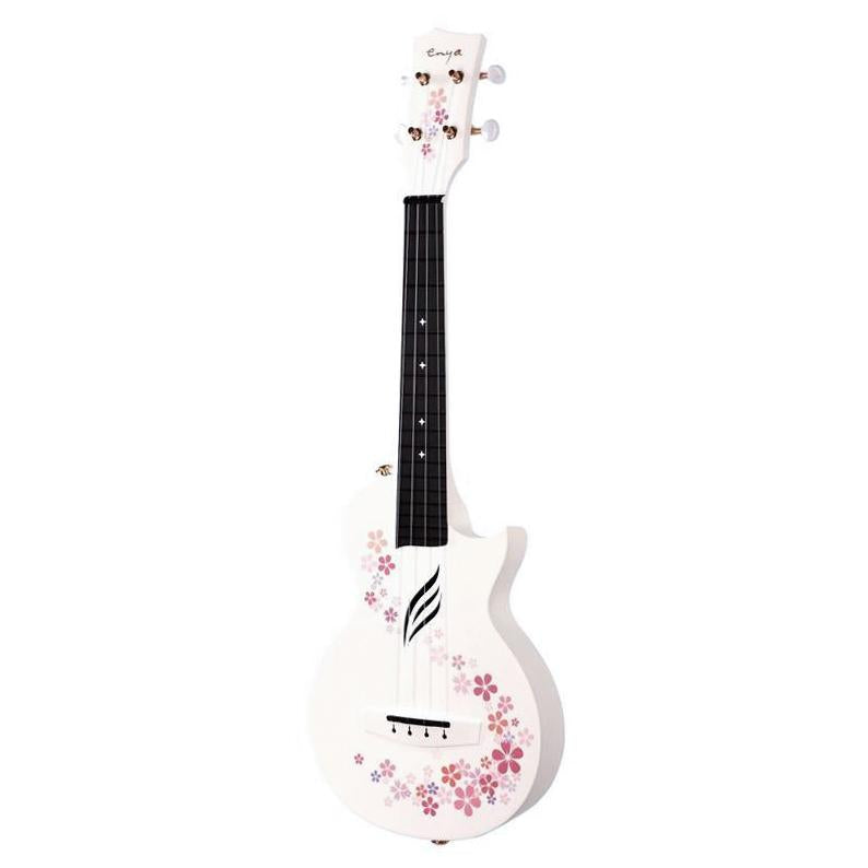 Enya NOVA U Concert 23” Ukulele - Flower - Carbon Fiber Travel Ukulele  - With Beginner Kit includes Case, Picks (2 pcs), Strap, Strings, Capo and Polish Cloth