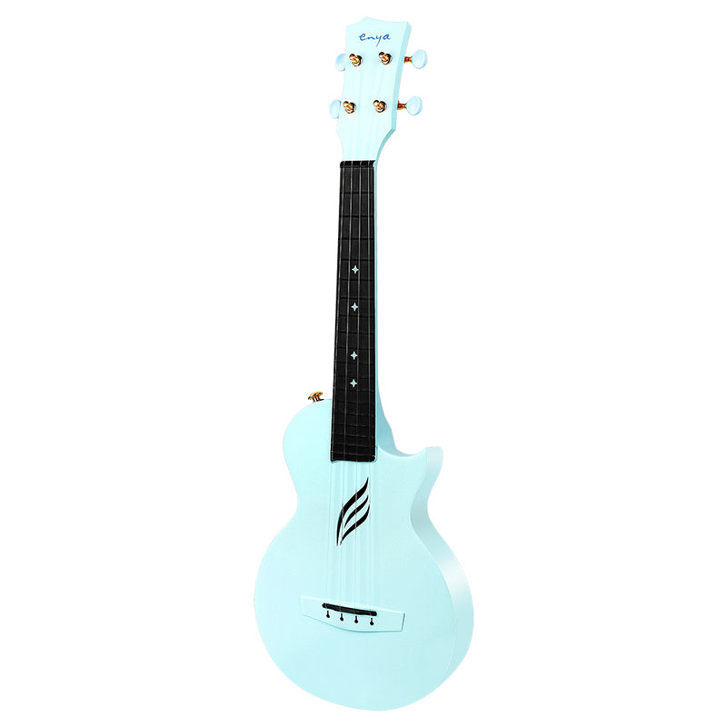 Enya NOVA U Concert 23” Ukulele - Blue - Carbon Fiber Travel Ukulele  - With Beginner Kit includes Case, Picks (2 pcs), Strap, Strings, Capo and Polish Cloth