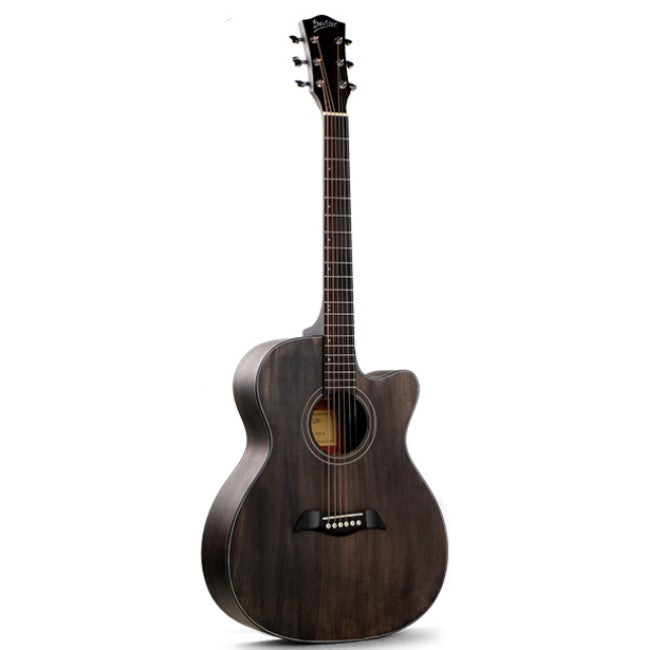 Deviser Acoustic 40" Guitar - Black - Spruce Top and Mahogany Back & Sides - With Beginner Kit Includes Cover, Picks (5 pcs), Tuner, Strap