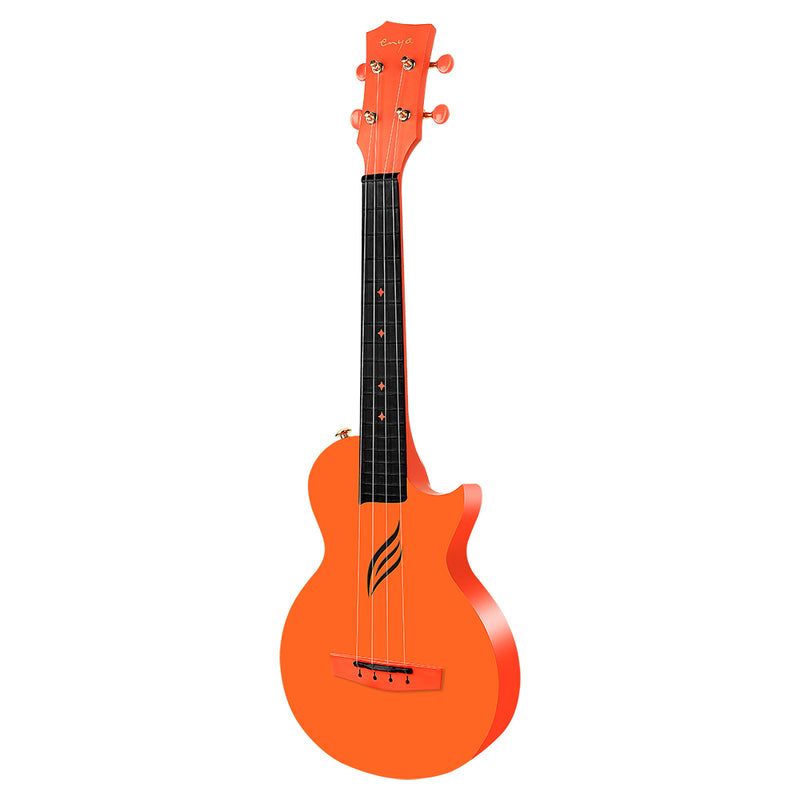 Enya NOVA U Concert 23” Ukulele - Orange - Carbon Fiber Travel Ukulele  - With Beginner Kit includes Case, Picks (2 pcs), Strap, Strings, Capo and Polish Cloth