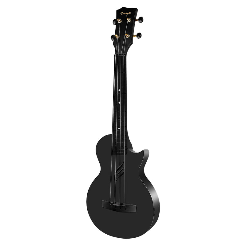 Enya NOVA U Concert 23” Ukulele - Black - Carbon Fiber Travel Ukulele  - With Beginner Kit includes Case, Picks (2 pcs), Strap, Strings, Capo and Polish Cloth