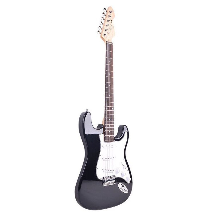 Deviser Electric Guitar - Black - Basswood - With Beginner Kit Includes Cover, Picks (5 pcs), Tuner, Strap, Electric Guitar Cable