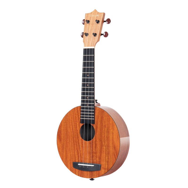 Enya X1 HPL Soprano 21" Round Ukulele - KOA Travel Ukulele  - With Beginner Kit includes Cover, Picks (2 pcs), Capo, Tuner, Strap, Finger Sand Shaker, Polish Cloth,  Strings and Allen Key