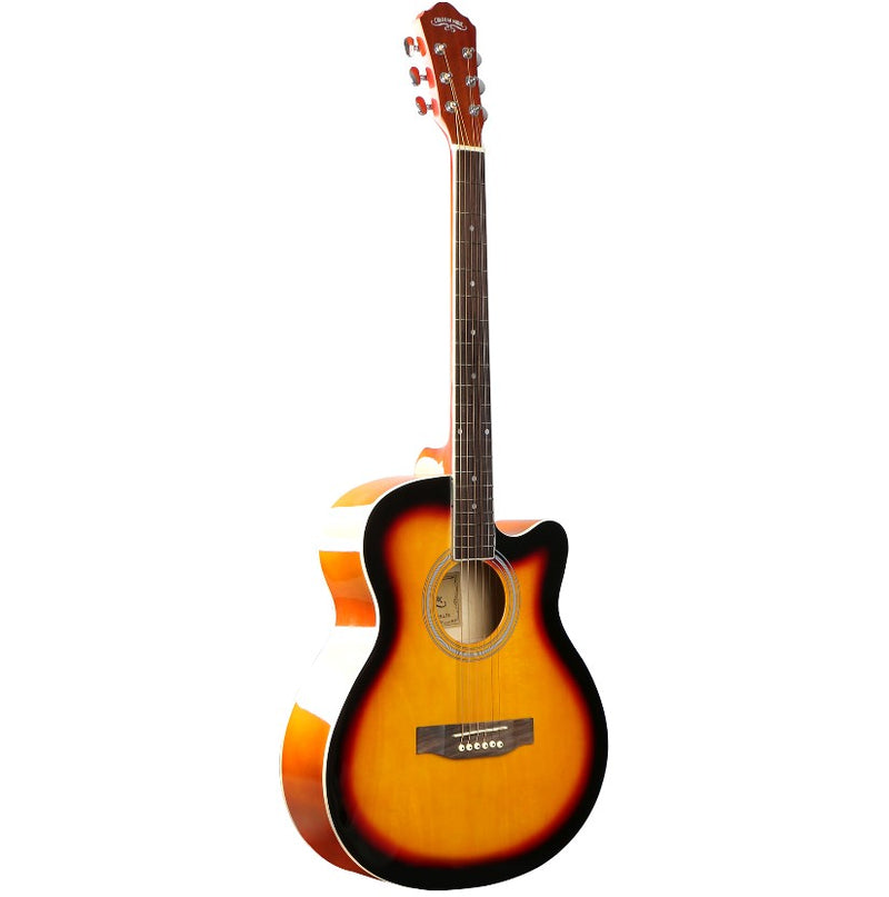 Caravan Music Acoustic 40" Guitar - Sunset Yellow - Basswood - With Beginner Kit includes Cover, Picks (5 pcs), Tuner, Strap