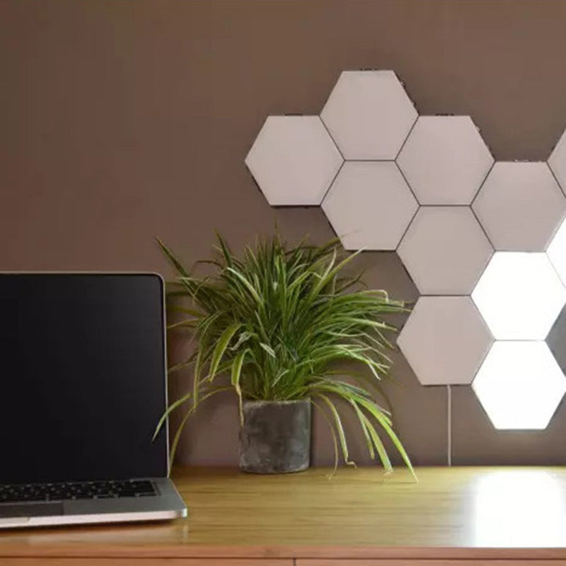 Hexagon Lights - RGB Colors - Honeycomb Led Wall Lights - DIY Modular Touch Lamp - Quantum Night Light for Home Office Hotel Bar Festive Gift,（5 pcs）