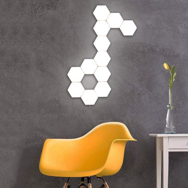 Hexagon Lights - RGB Colors - Honeycomb Led Wall Lights - DIY Modular Touch Lamp - Quantum Night Light for Home Office Hotel Bar Festive Gift,（5 pcs）