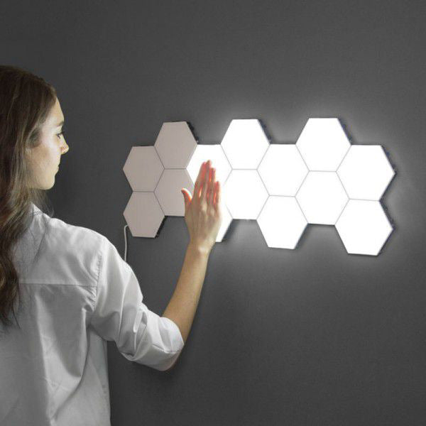Hexagon Lights - RGB Colors - Honeycomb Led Wall Lights - DIY Modular Touch Lamp - Quantum Night Light for Home Office Hotel Bar Festive Gift,（5 pcs）