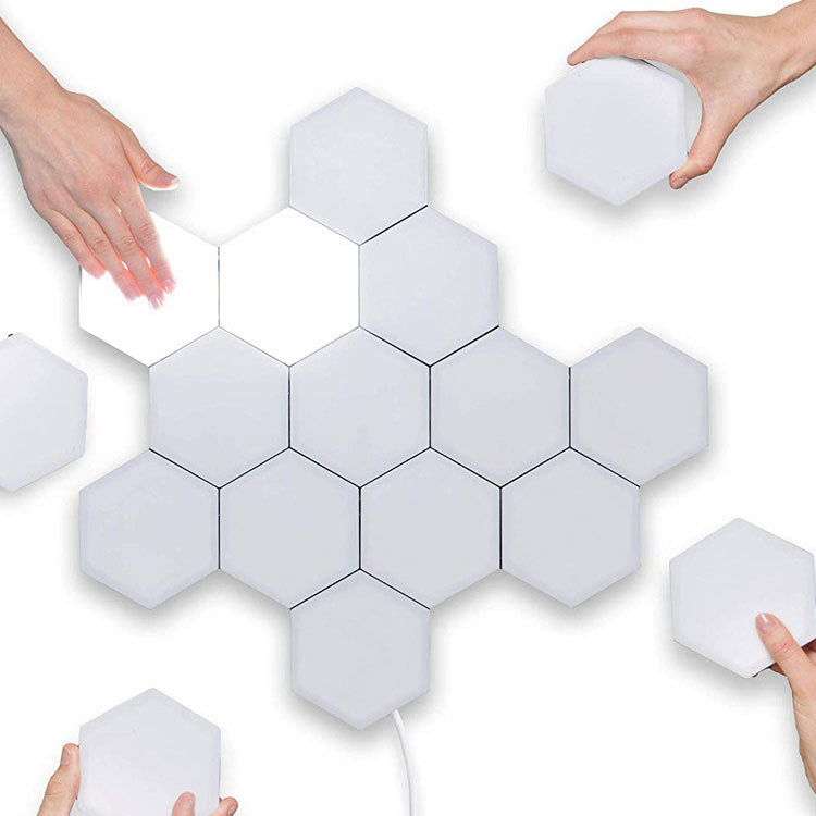 Hexagon Lights - RGB Colors - Honeycomb Led Wall Lights - DIY Modular Touch Lamp - Quantum Night Light for Home Office Hotel Bar Festive Gift,（5 pcs）
