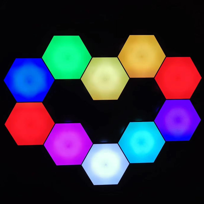 Creative Remote Control Hexagonal Wall Lights - Smart Touch Sensitive LED - Honeycomb Night Lights - DIY Modular Assembled Splicing - Modern Wall Lamps Home Decor (6 Pieces)