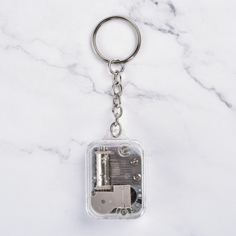 Mini Square Keychain - Pendant Music Box - Transparent Acrylic Material - Small and Exquisite